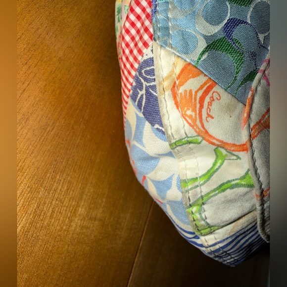 Coach Patchwork Soho Hobo Shoulder Bag Multicolor Canvas Leather Trim - Picture 9 of 16